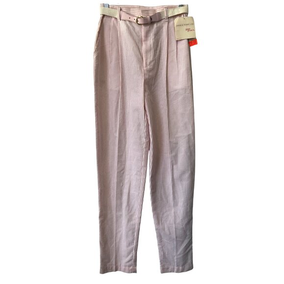 Vintage 90s Lord Isaacs Striped Pleated Pants Size 7 Seersucker Deadstock NEW - Picture 1 of 9